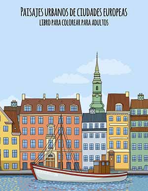 Paisajes urbanos de ciudades europeas libro para colorear para adultos